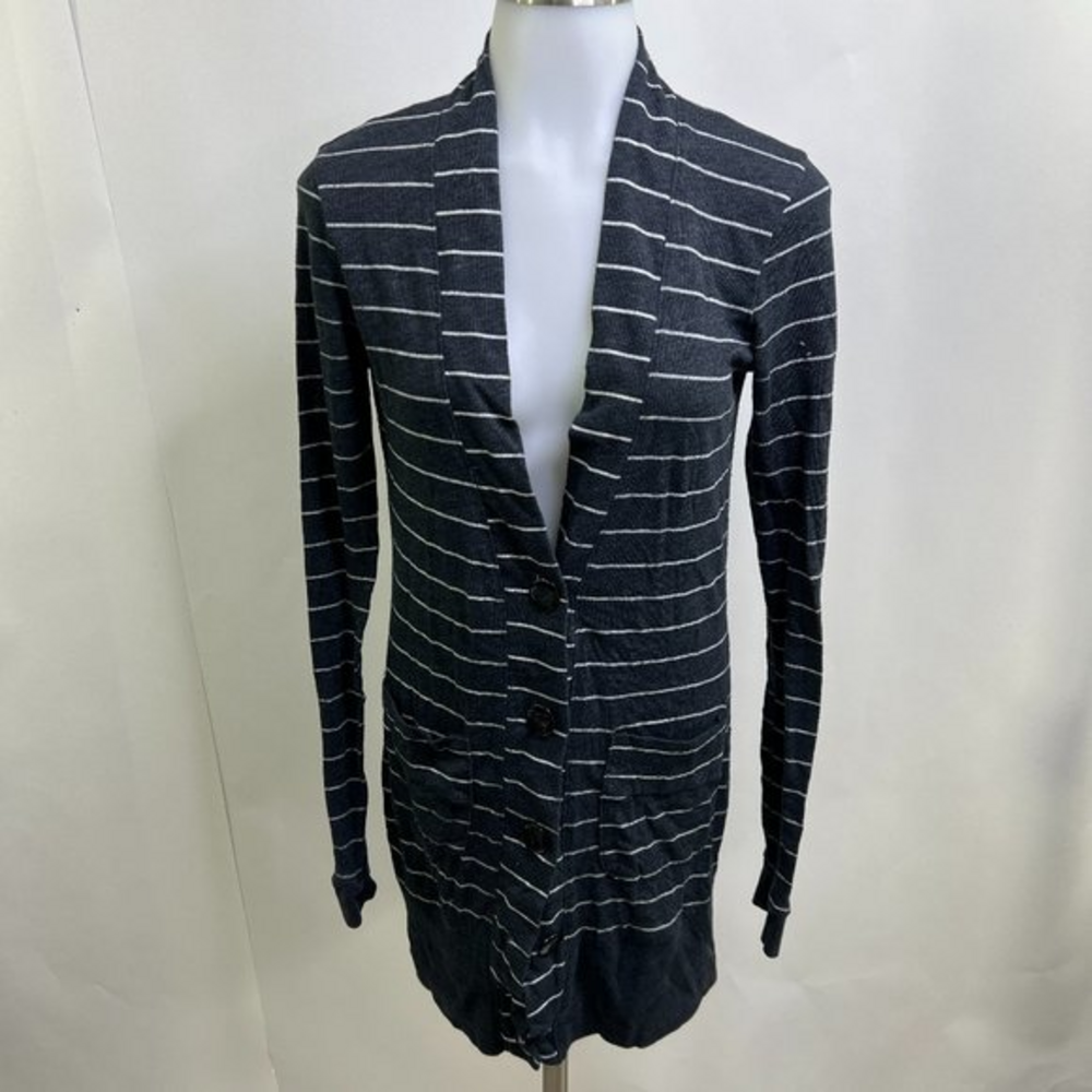 BDG S Cardigan Sweater Blue Stripe Button Urban Outfitters‎ Long Sleeve White
